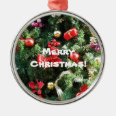 Weihnachtsbaum dekoriert silbernes ornament (Vorne)