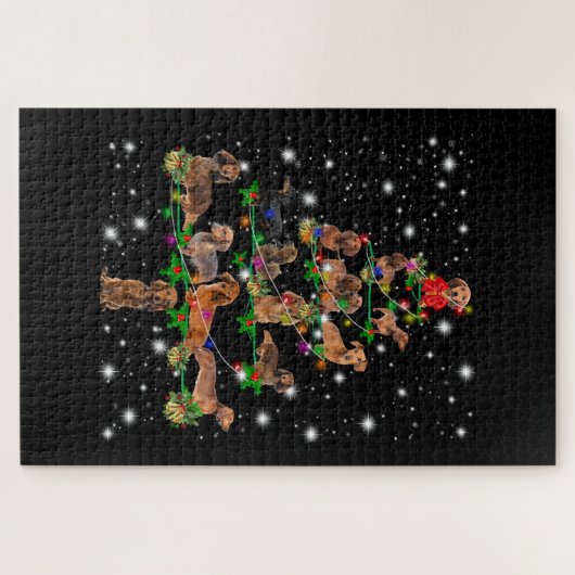 Weihnachtsbaum der Dackel, gedeckt durch Blitzlich Puzzle (Horizontal)