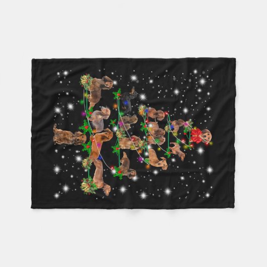 Weihnachtsbaum der Dackel mit leuchtendem Licht Fleecedecke (Vorderseite (Horizontal))