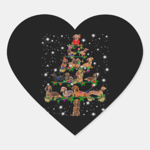 Weihnachtsbaum der Dackel mit leuchtendem Licht Herz-Aufkleber