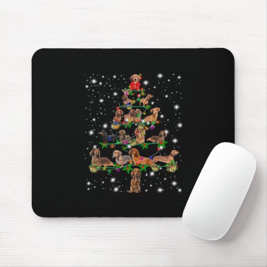 Weihnachtsbaum der Dackel mit leuchtendem Licht Mousepad (Mit Mouse)