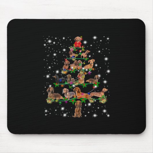 Weihnachtsbaum der Dackel mit leuchtendem Licht Mousepad (Vorne)