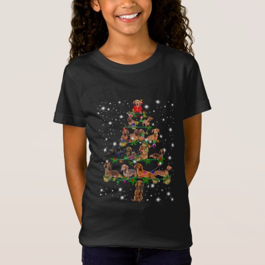 Weihnachtsbaum der Dackel mit leuchtendem Licht T-Shirt (Vorderseite)