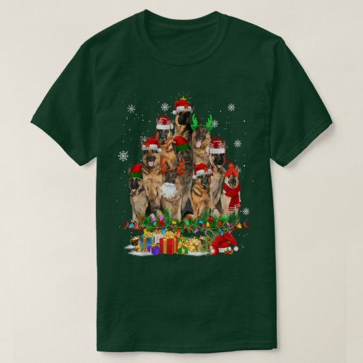 Weihnachtsbaum der deutschen Schäferhirte Rentier- T-Shirt (Design vorne)