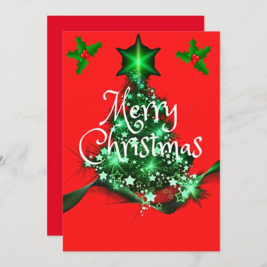 Weihnachtsbaum der Familie Feiertagskarte (Vorne/Hinten)