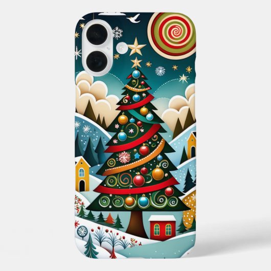 Weihnachtsbaum der Folk Art Case-Mate iPhone Hülle (Rückseite)
