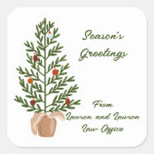Weihnachtsbaum der Jahreszeit Quadratischer Aufkleber (Vorderseite)