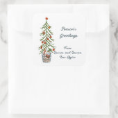 Weihnachtsbaum der Jahreszeit Quadratischer Aufkleber (Tasche)