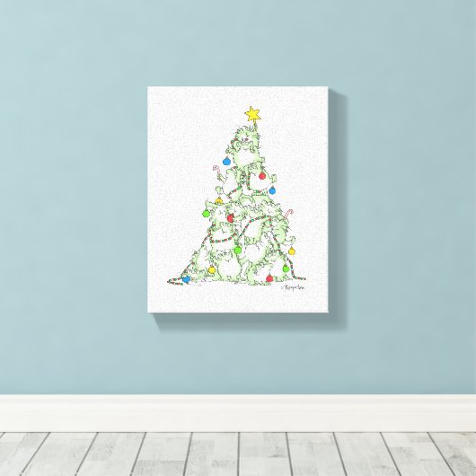 Weihnachtsbaum der Kätzchen von Sandra Boynton Leinwanddruck (Insitu (Holzboden))