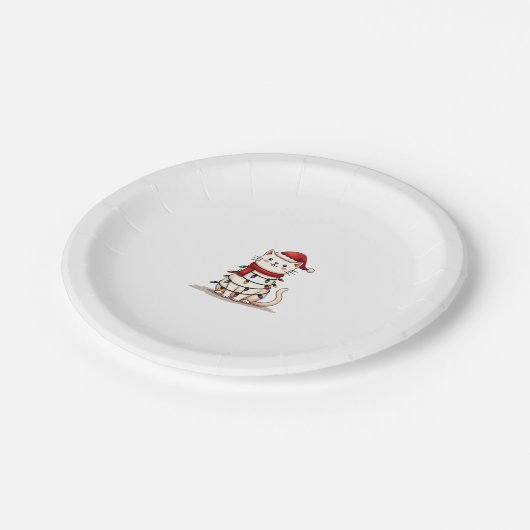 Weihnachtsbaum der Katze (1) Pappteller (Schrägansicht)