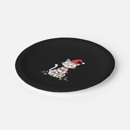 Weihnachtsbaum der Katze (1) Pappteller (Schrägansicht)