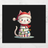 Weihnachtsbaum der Katze (3) Schaumweinetikett (Einzelnes Label)