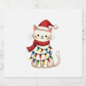 Weihnachtsbaum der Katze (3) Schaumweinetikett (Einzelnes Label)