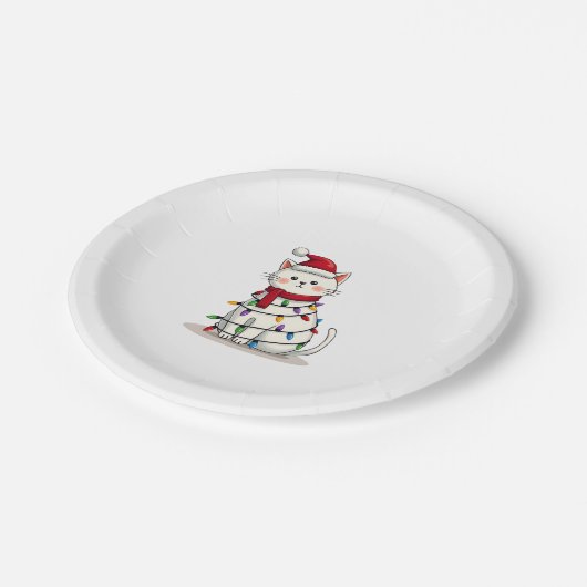 Weihnachtsbaum der Katze (4) Pappteller (Schrägansicht)