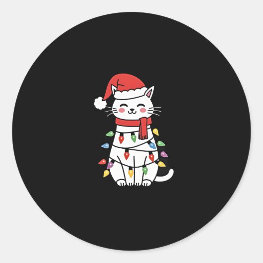 Weihnachtsbaum der Katze (7) Runder Aufkleber (Vorderseite)