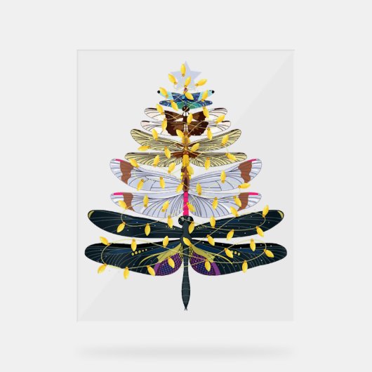 Weihnachtsbaum der Libellen Acrylschild (Vorderseite)