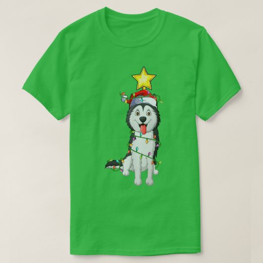 Weihnachtsbaum, der mit dem Santa Sibirischen Husk T-Shirt (Design vorne)