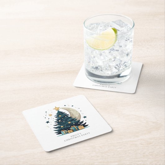 Weihnachtsbaum Der Mond Rechteckiger Pappuntersetzer (Vor Ort)