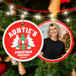 Weihnachtsbaum der personalisierten Tante im Foto Keramik Ornament