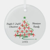 Weihnachtsbaum der Roten Flugzeug, Luftfahrt, einf Ornament Aus Glas (Vorderseite)