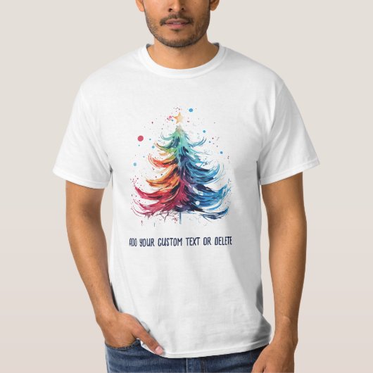 Weihnachtsbaum der Wasserfarbe feiert Weihnachten T-Shirt (Vorderseite)
