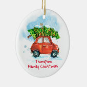 Weihnachtsbaum der Weihnachtsfamilie individuell a Keramik Ornament (Rechts)