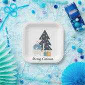 Weihnachtsbaum der weißen Katze Merry Catmas Pappteller (Party)