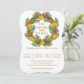 Weihnachtsbaum des Classic Holiday Wreath Party Einladung (Stehend Vorderseite)