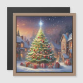 Weihnachtsbaum des Dorfes Magnetkarte (Vorne/Hinten)
