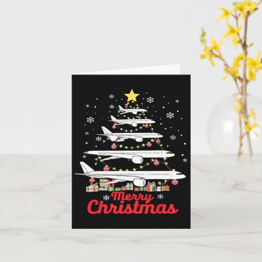 Weihnachtsbaum des Flugzeugs frohe Weihnachten Am Karte (Gelbe Blume)