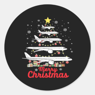Weihnachtsbaum des Flugzeugs frohe Weihnachten Am Runder Aufkleber