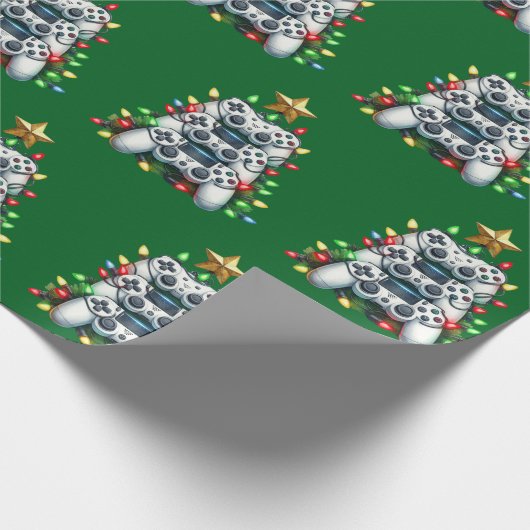 Weihnachtsbaum des Gamers Geschenkpapier (Ecke)
