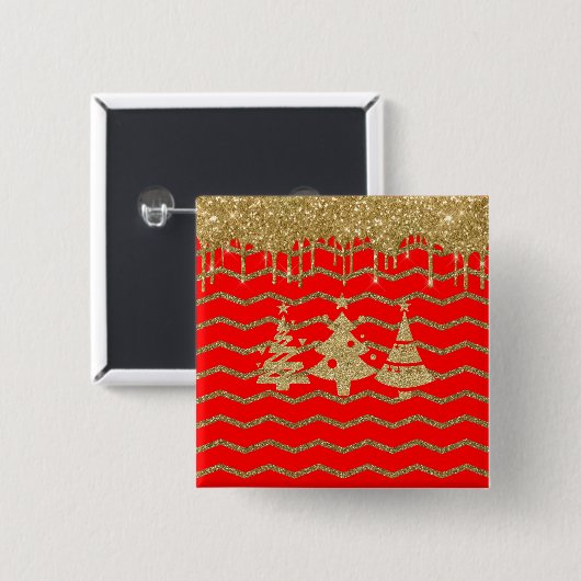 Weihnachtsbaum des Roten Glitzer Button (Vorne & Hinten)