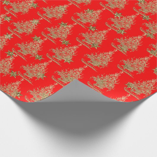 Weihnachtsbaum des Roten Glitzer Geschenkpapier (Ecke)