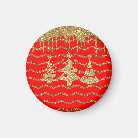 Weihnachtsbaum des Roten Glitzer Magnet (Vorne)