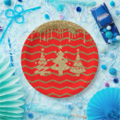 Weihnachtsbaum des Roten Glitzer Pappteller (Party)