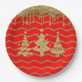 Weihnachtsbaum des Roten Glitzer Pappteller (Vorderseite)