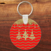 Weihnachtsbaum des Roten Glitzer Schlüsselanhänger (Vorderseite)