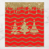 Weihnachtsbaum des Roten Glitzer Weinetikett (Einzelnes Label)