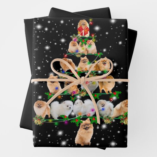 Weihnachtsbaum des Spitzes mit Lichteinfall Geschenkpapier Set (Beispiel)