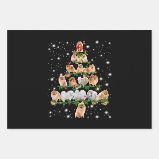 Weihnachtsbaum des Spitzes mit Lichteinfall Geschenkpapier Set (Vorderseite)