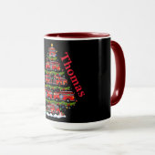 Weihnachtsbaum-Design aus Feuerwehrautos Tasse (VorderseiteRechts)