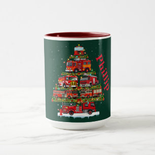 Weihnachtsbaum-Design aus Feuerwehrwagen Tasse