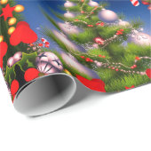 Weihnachtsbaum Design Glossy Geschenkpapier (Rolleneckpunkt)