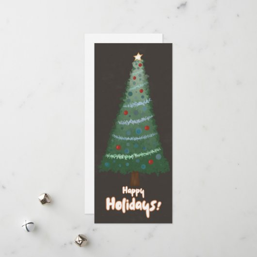 Weihnachtsbaum Design Long Holiday Card Feiertagskarte (Vorderseite/Rückseite Beispiel)