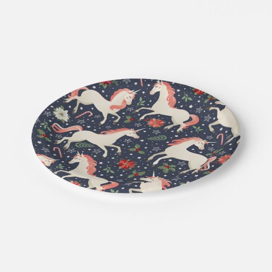 Weihnachtsbaum-Design Pappteller (Schrägansicht)