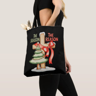 Weihnachtsbaum Die Jahreszeit Grund Kreuz Xmas Gla Tasche