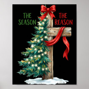Weihnachtsbaum Die Jahreszeit Jesus Kreuz Der Grun Poster