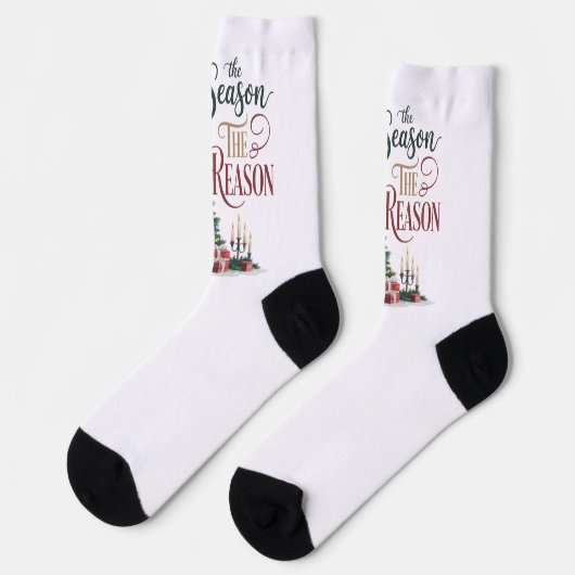 Weihnachtsbaum Die Saison Der Grund Socken (Linkes Detail)