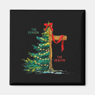 Weihnachtsbaum Die Saison Jesus Kreuz Glaube Feier Magnet